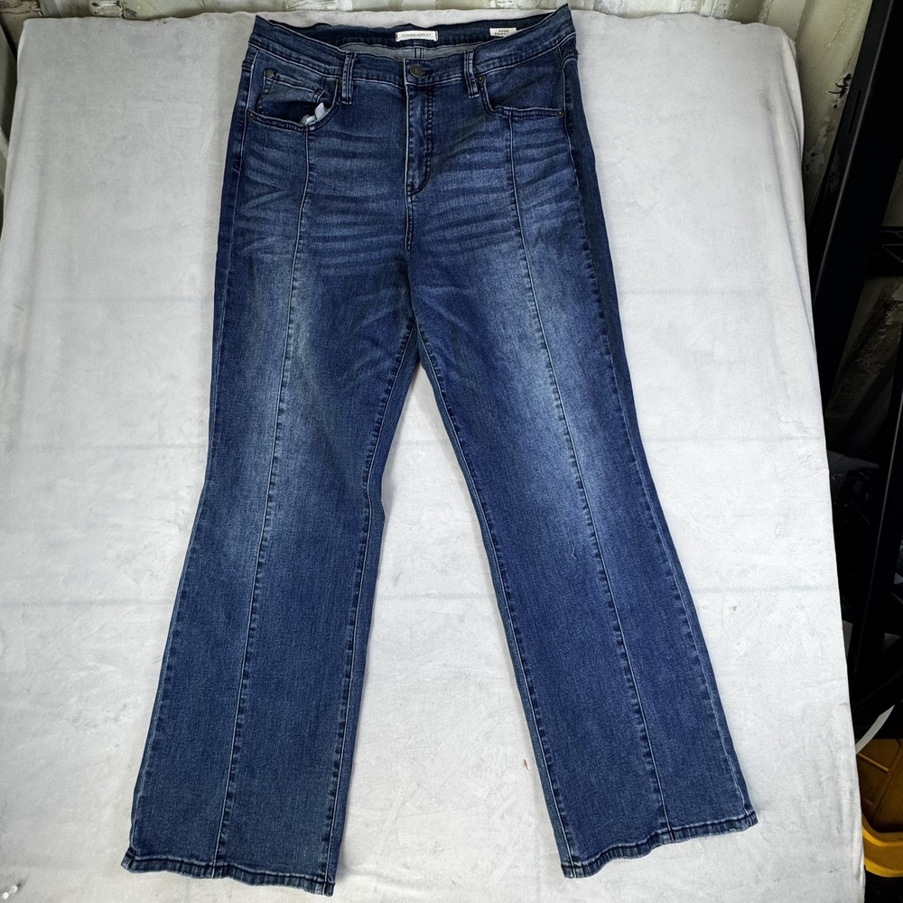 Laura Ashley Womens Bond Bootcut Jeans Blue Denim Whisker Seam Detail Size 16/33